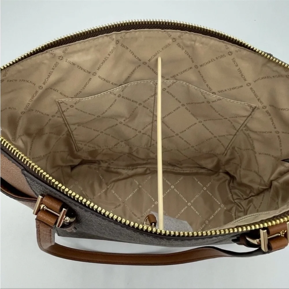 Michael Kors Large Charlotte Tote Bag & Trifold Wallet Leather Brown - Picture 8 of 12